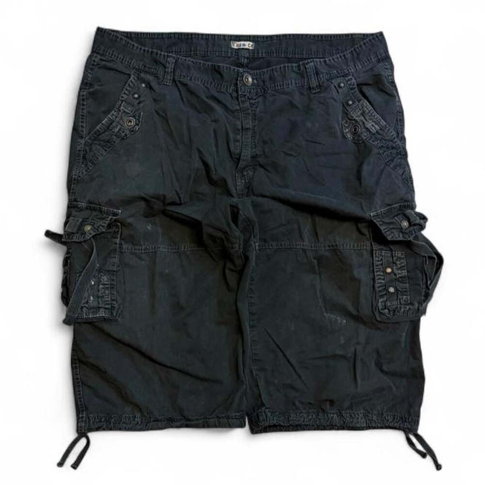 Two-TC Vintage Y2K Black Cargo Baggy Rave Shorts